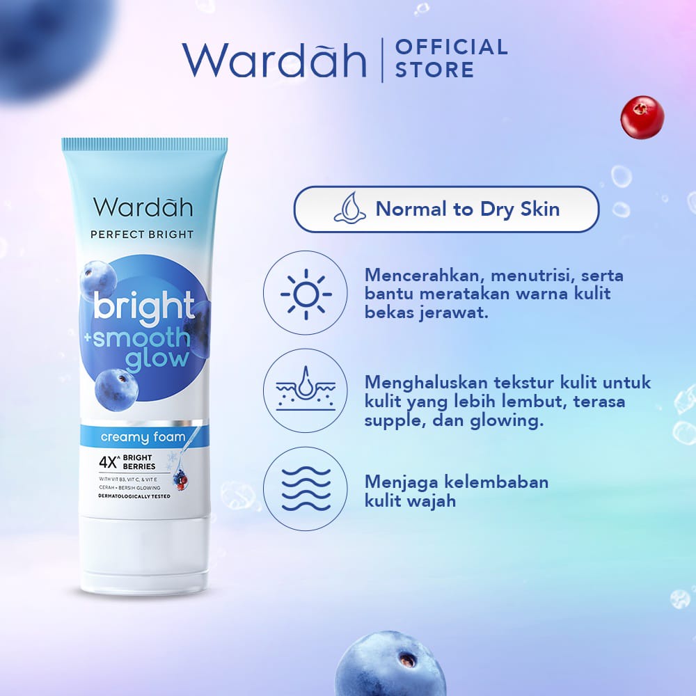 (Facial Wash) Wardah PERFECT BRIGHT Creamy Foam 100 ml / 50 ml Brightening + Smoothing/Oil Control - Kulit Normal Kering Dry / Berminyak Kombinasi Oily Skin - Sabun Cuci Muka Pembersih Pencuci Wajah Cleanser Pemcuci Face Wash Cleansing Fasial Perfek Brigh