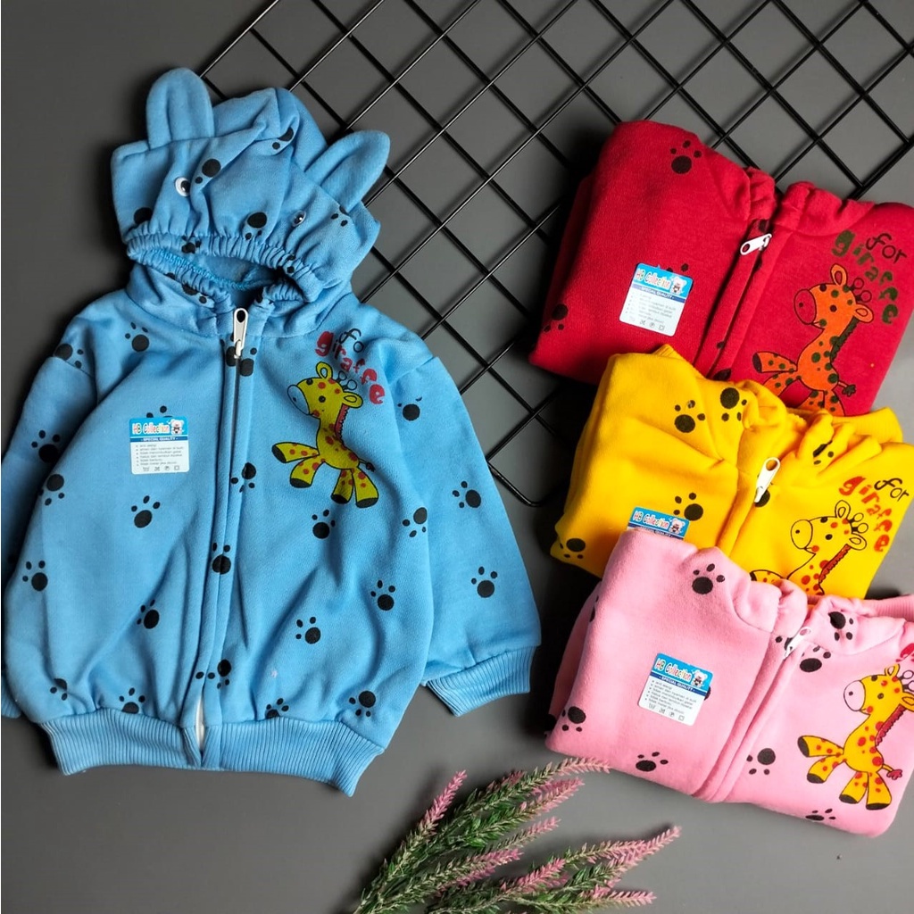 jacket hoodie bayi 3-12 bulan motif girrafe