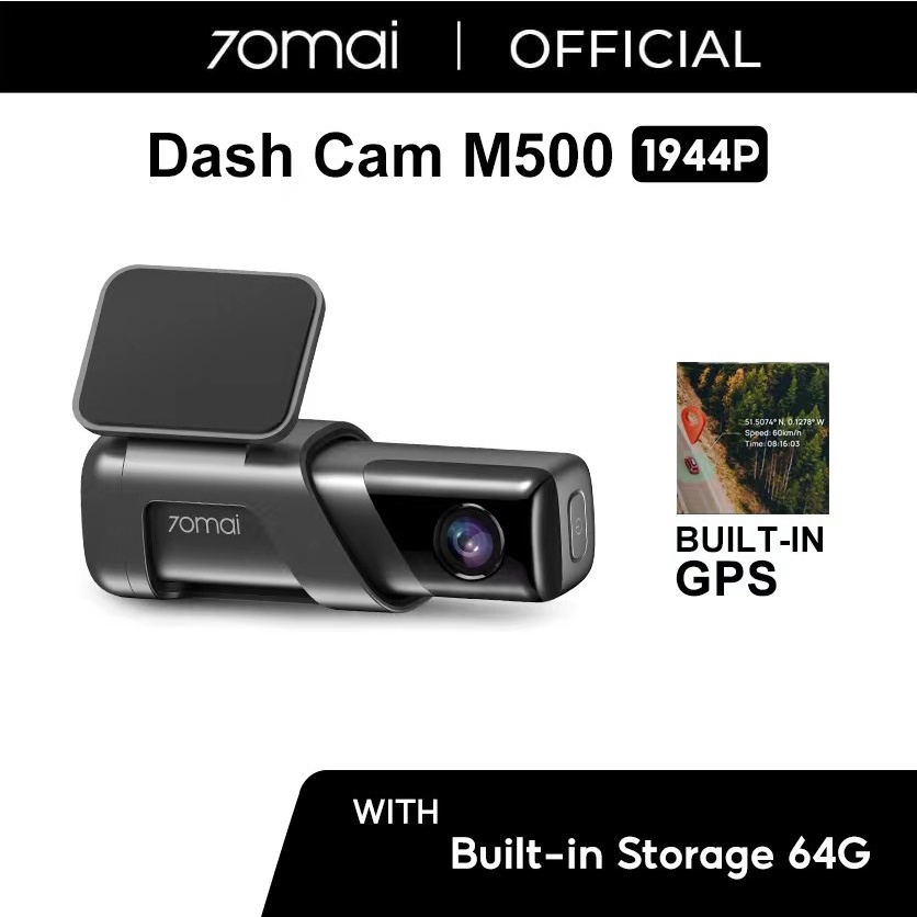 70mai Dash Cam M500 1944P GPS FOV170° Built-in 64G ADAS Voice Control - Kamera Mobil