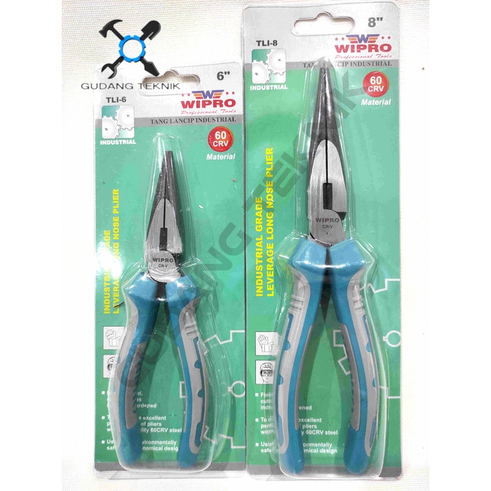 Tang Lancip Tangan 5&quot; 6&quot; 7&quot; 8&quot; WIPRO / Long Nose Pliers Tang Jepit Lancip 5 6 7 8 Inch Gagang Karet WIPRO