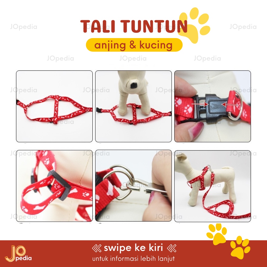 TALI TUNTUN A Anjing Kucing Kalung Tali Harnes Pet Harness Y Leash