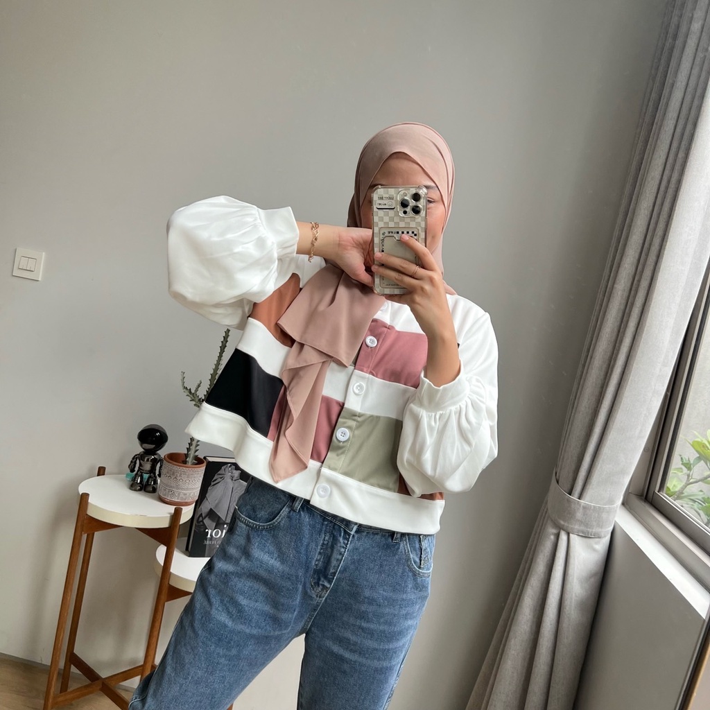 Oclo | Kinami Blouse casual combi rib knit