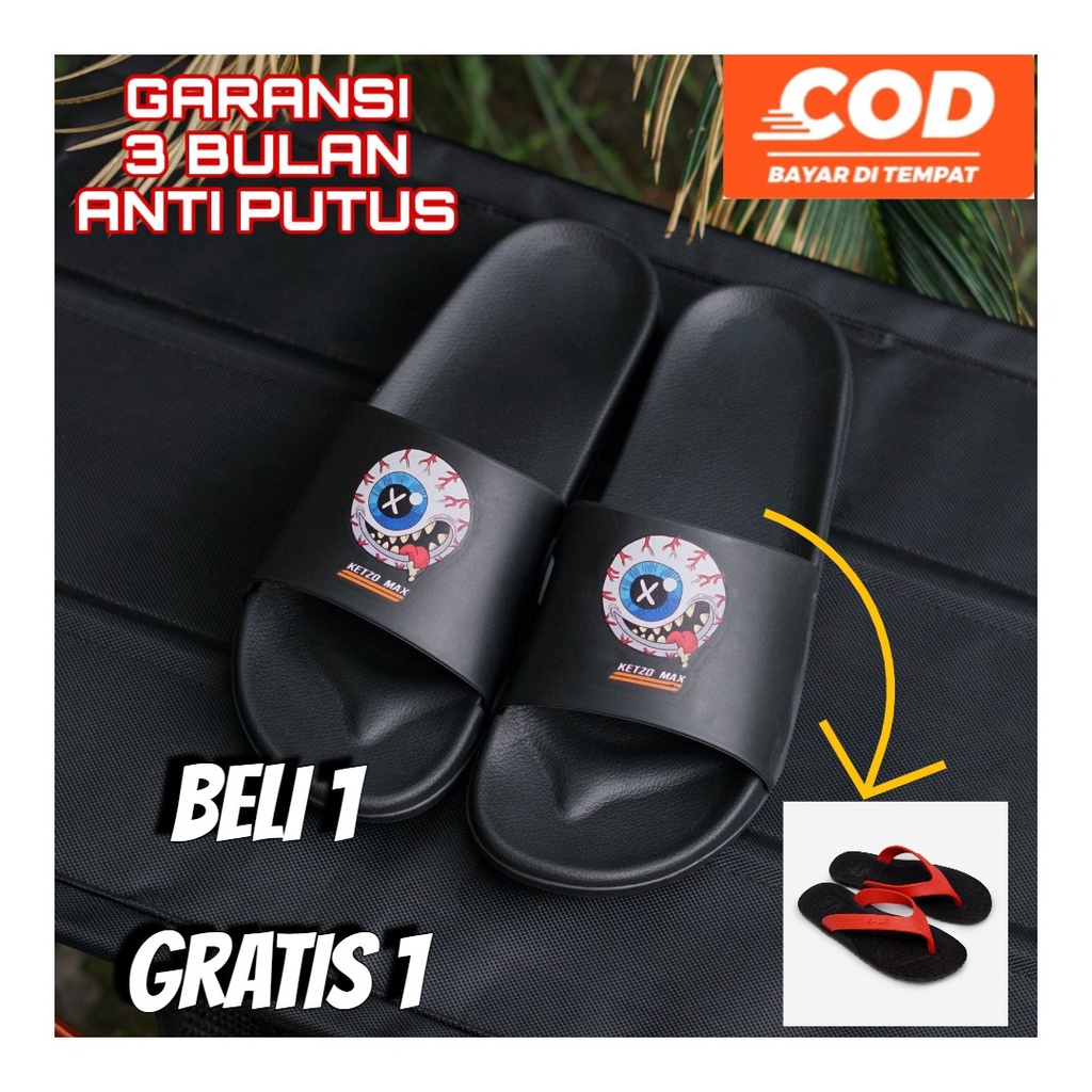 BELI 1 GRATIS 1 Sandal selop karet Sandal japit karet KETZO MAX Design Simple