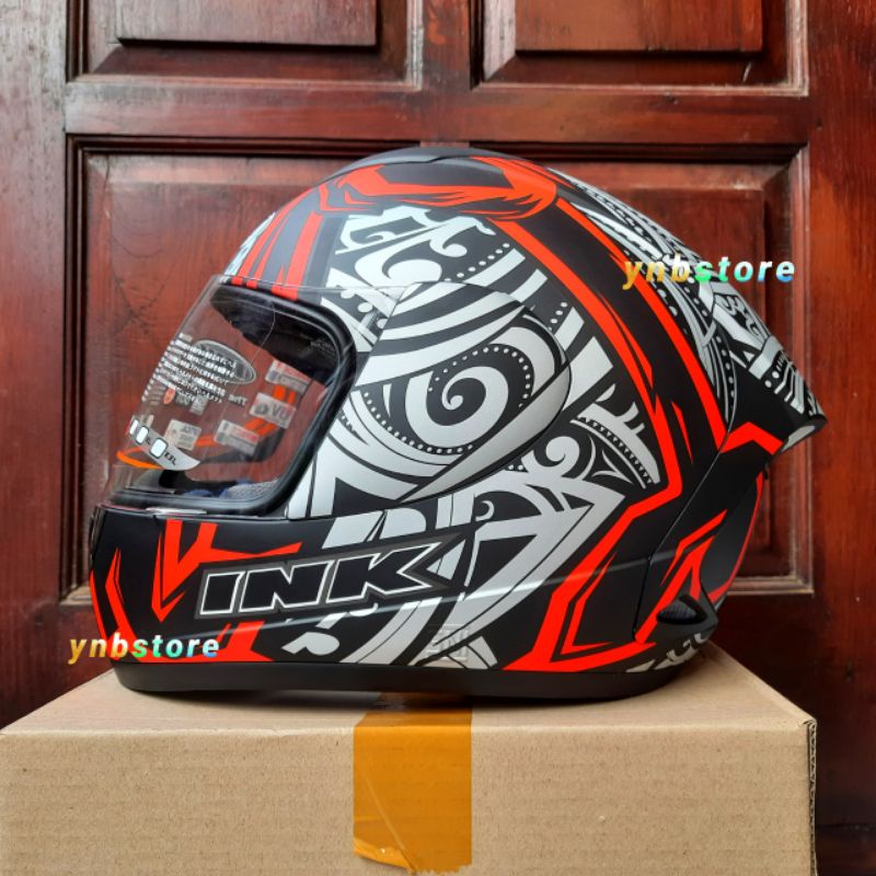 Helm INK CL MAX Seri 8 Black Red Fluo Doff | Helm Fullface INK CL MAX #8 Matt Red Doff Original | IN