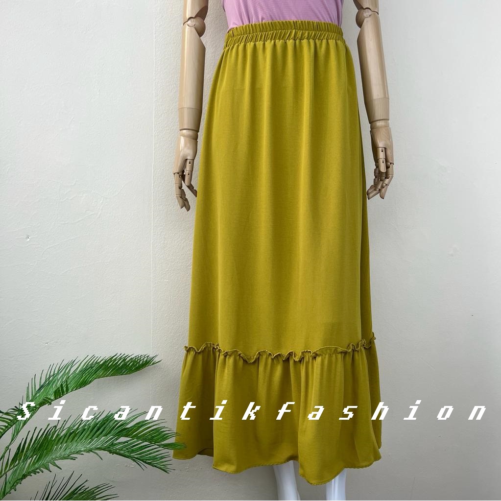 Rok Crinkle Airflow Premium / Rok Polos Korean Style / Skirt Panjang