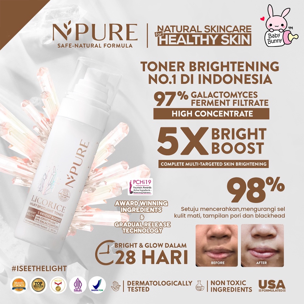 ❤ BELIA ❤ NPURE Toner Series | Noni Probiotics | Centella Asiatica | Licorice Milky Spotlight | Marigold Clearing Petal | N'PURE | BPOM