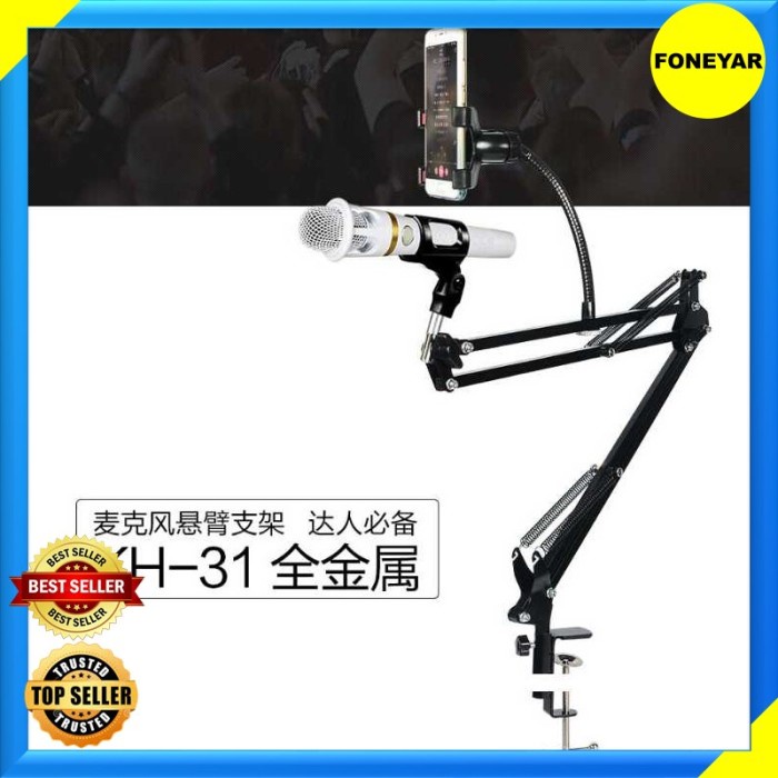Terlaris Stand Mic Podcast Suspension Boom Scissor Arm Lazypod Holder Hp