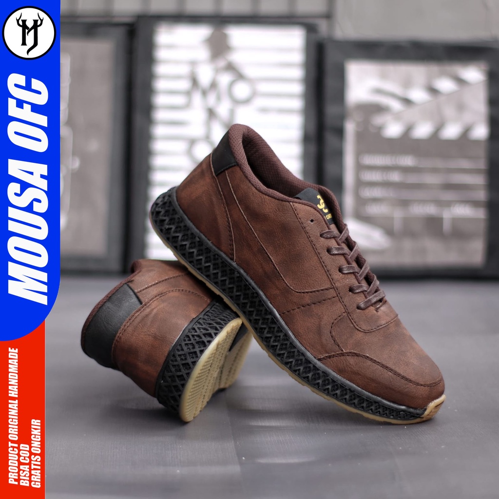 Sepatu Formal Kasual Sneakers Pria Hitam Kulit Syntetic Mousa Harbi