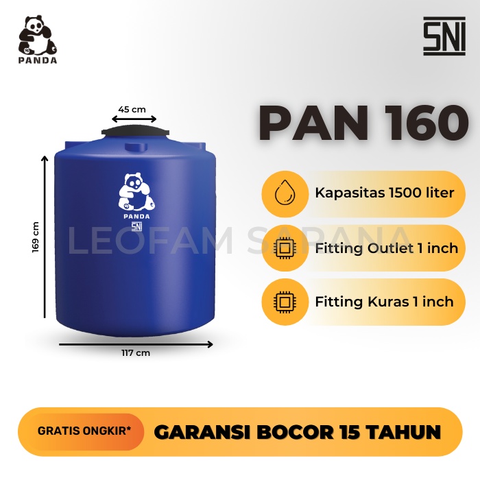 Tangki Toren Tandon Air Panda PAN 160 (1500 liter)