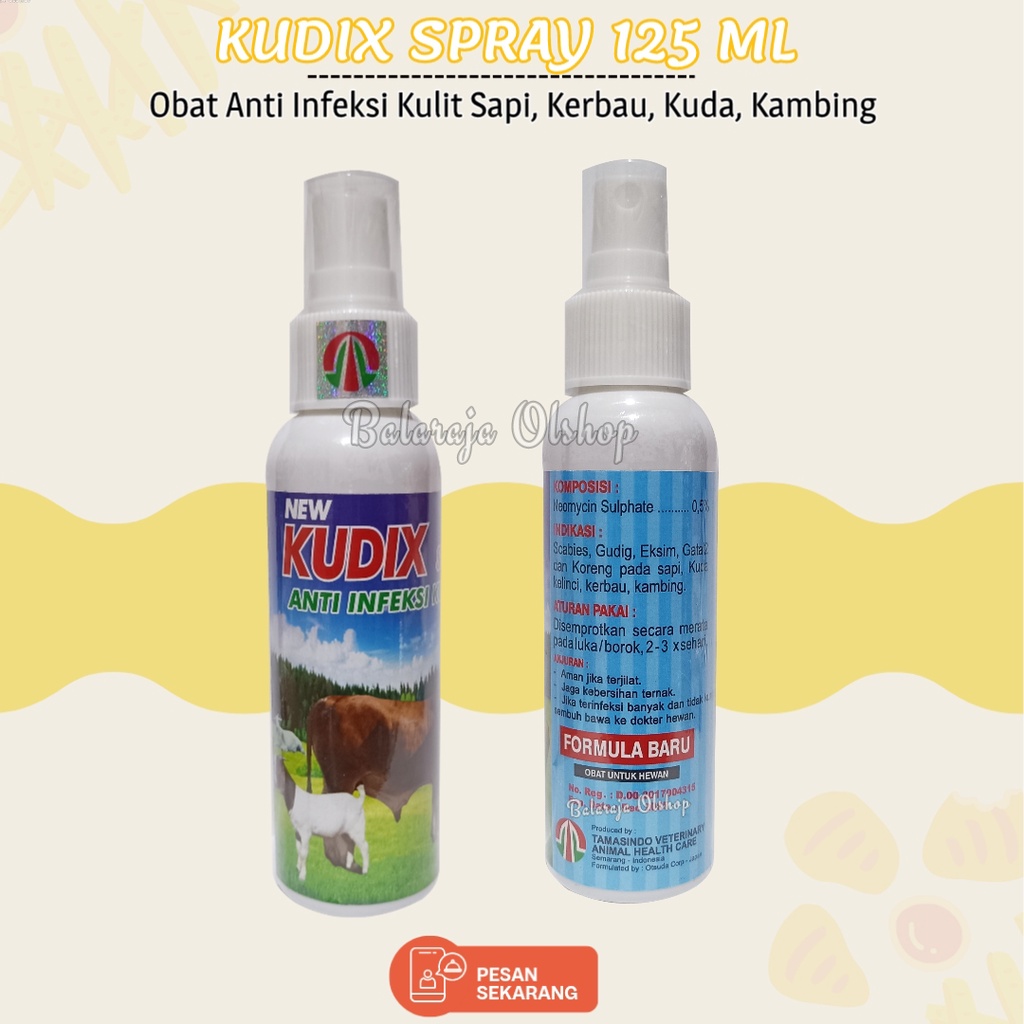 Obat Scabies Ternak - Kudix Spray 120ml - Anti Gudig Eksim Gatal Koreng Pada Sapi Kambing Kuda Kerbau Kelinci