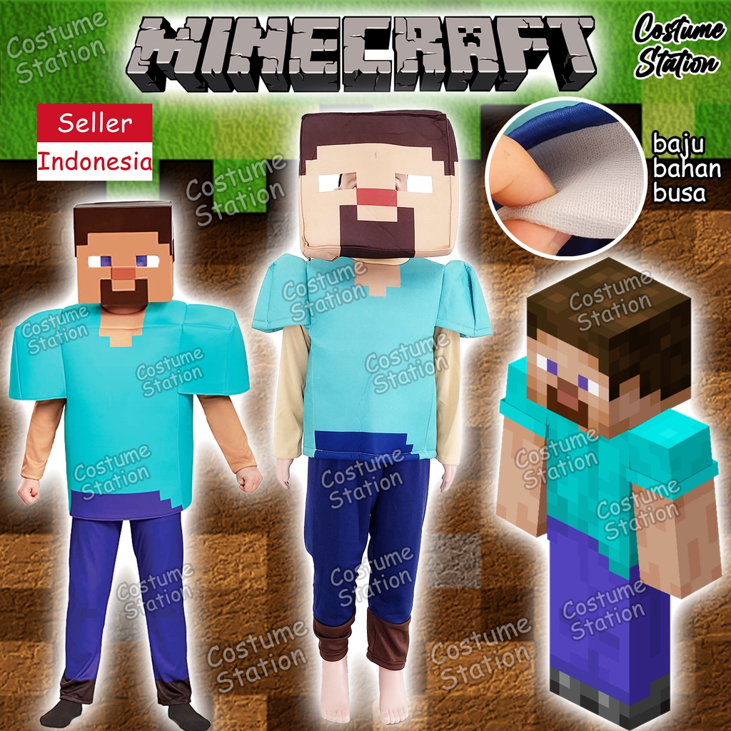 Kostum Minecraft Steve / Costume Game Mainan anak