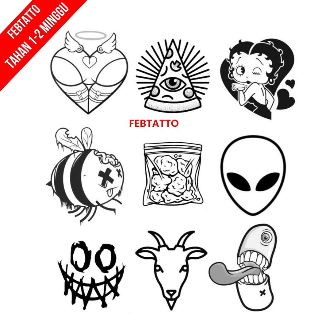 Tato Temporer Pizza Tato kecil Alien Stiker Tatto - BEKO 19-27