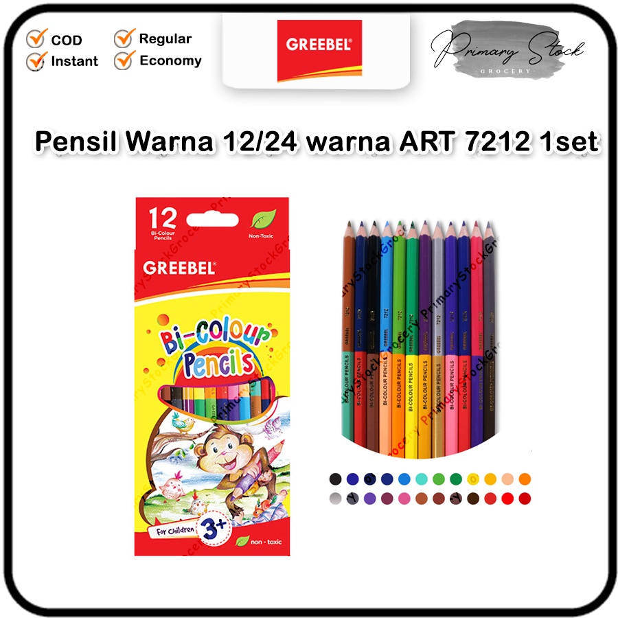 

Pensil Warna Greebel Lengkap Set Bi Color ART 7212 12 Batang 24 Warna Pencil Gambar