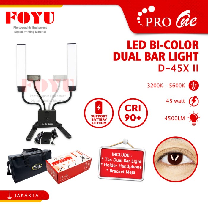 Terlaris Professional Led Bi-Color Dual Bar Glam Light Pro One D-45X
