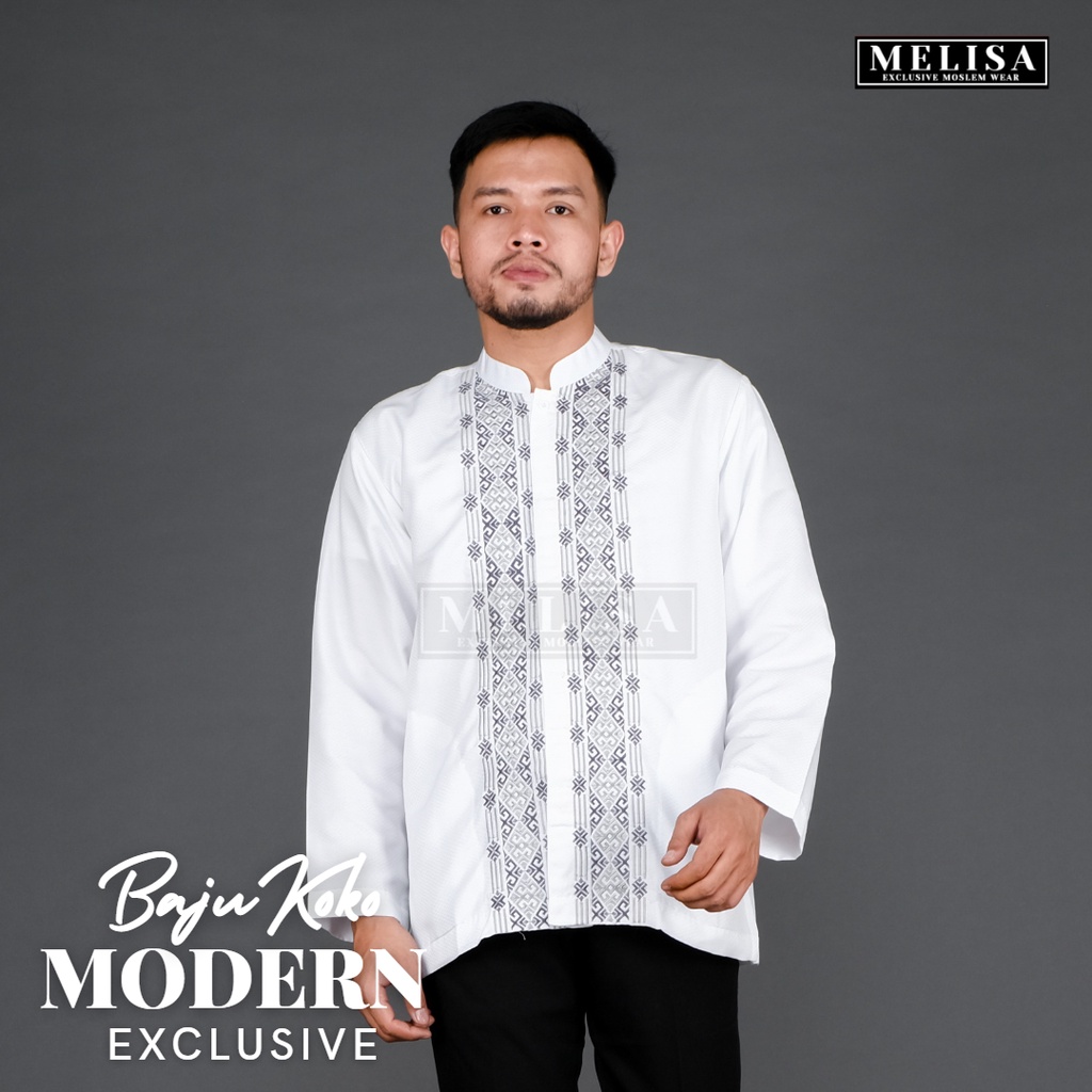 Baju Koko Pria Lengan Panjang Bahan Poli Katun Warna Putih Tulang Size M L XL XXL XXXL XXXXL Fashion Muslim Pria Terbaru