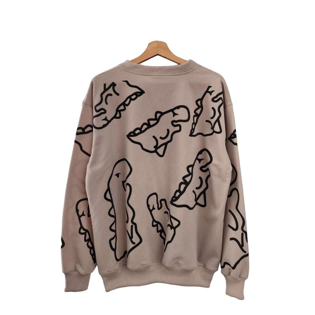 Sweatshirt Oversize Unisex Crayon Dino - Sweater karakter lucu ukuran oversize