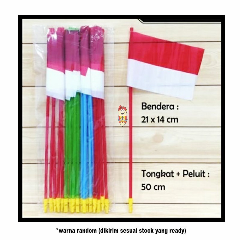 

Bendera MERAH PUTIH plastik tangkai peluit P:20