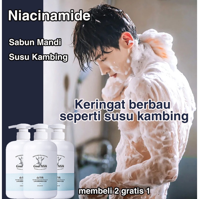 Pembersih tubuh pemutih Sabun mandi cair  Sabun cair susu kambing 800ml 100% Original Whitening Exfoliate Improve Skin texture