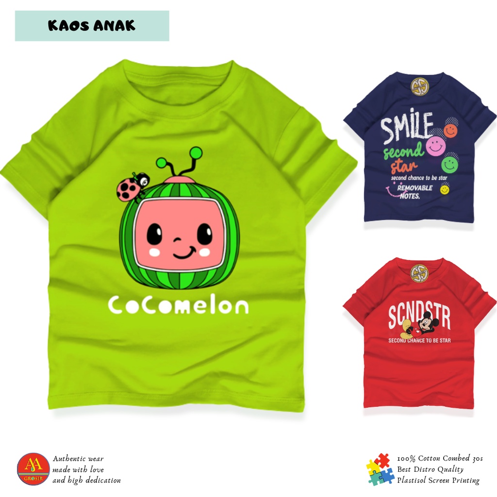 Baju Kaos Distro Anak Laki laki Perempuan Premium Umur 1-12 Tahun Bahan Cotton -AMR207