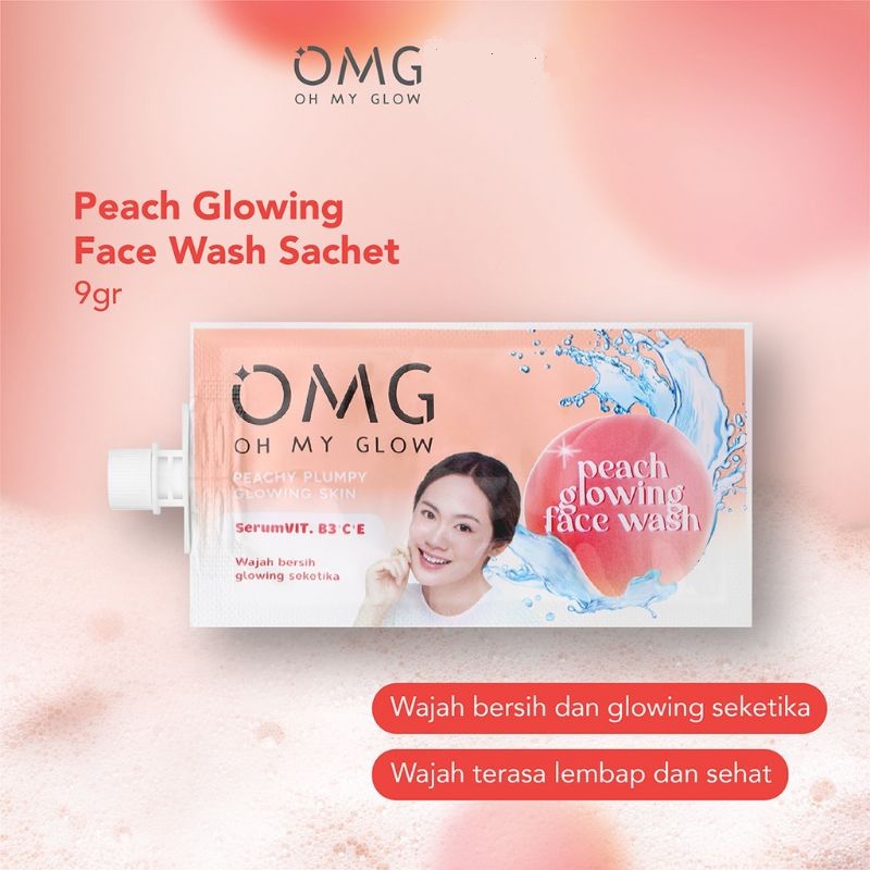 (SACHET) OMG PEACH GLOWING FACE WASH | Pembersih Wajah - 9 gr