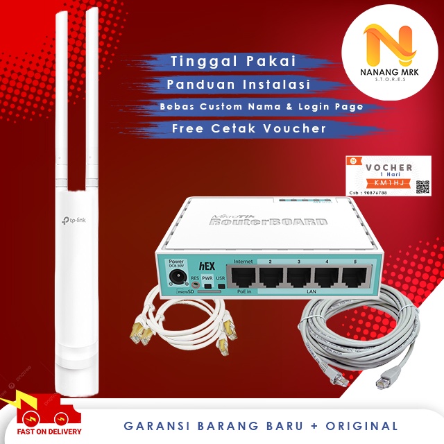 Peket Usaha Wifi Voucheran. Rumahan, Cafe Siap Pakai. Mikrotik + EAP 110