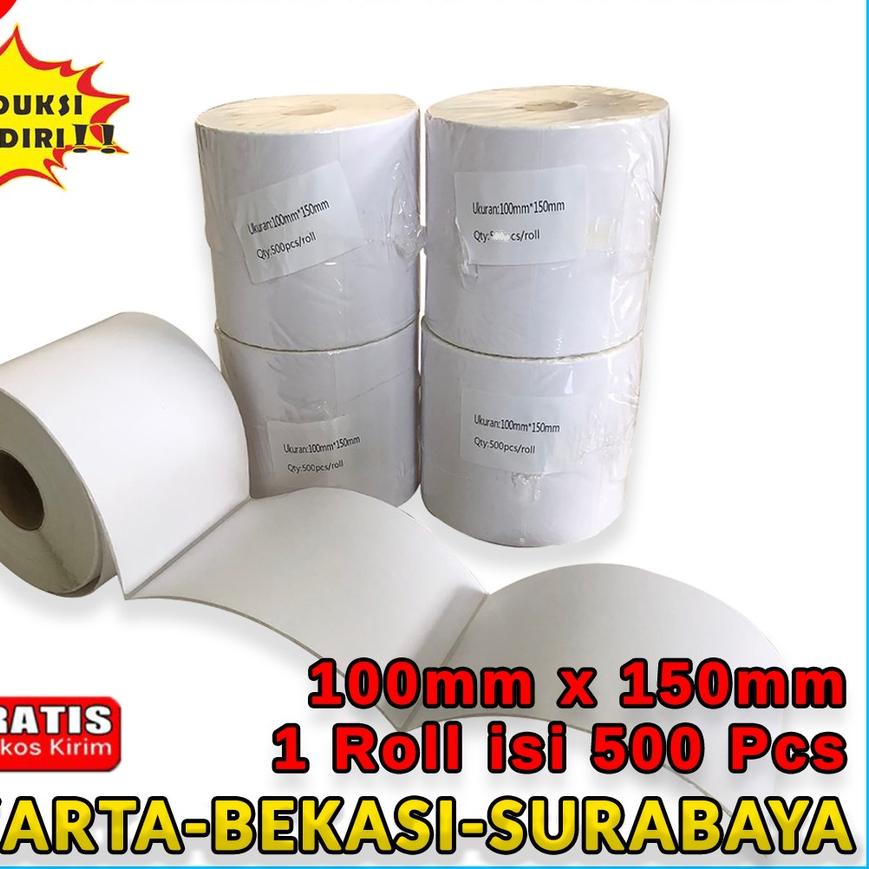 

HOT Product Kertas Thermail Stiker Thermal 100x150 isi 500 & 250 lembar, Label Thermal barcode, Kertas EDC/printer mini bluetooth serbuuu !