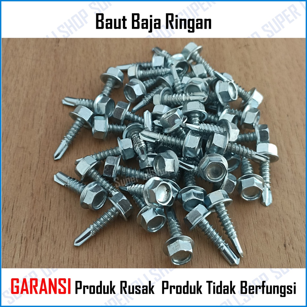 Baut Baja Ringan Skrup 10x16 10x19 Sekrup Roofing Ruping Skrup Galvanis Besi Hollow Alumunium Atap Plafon Murah