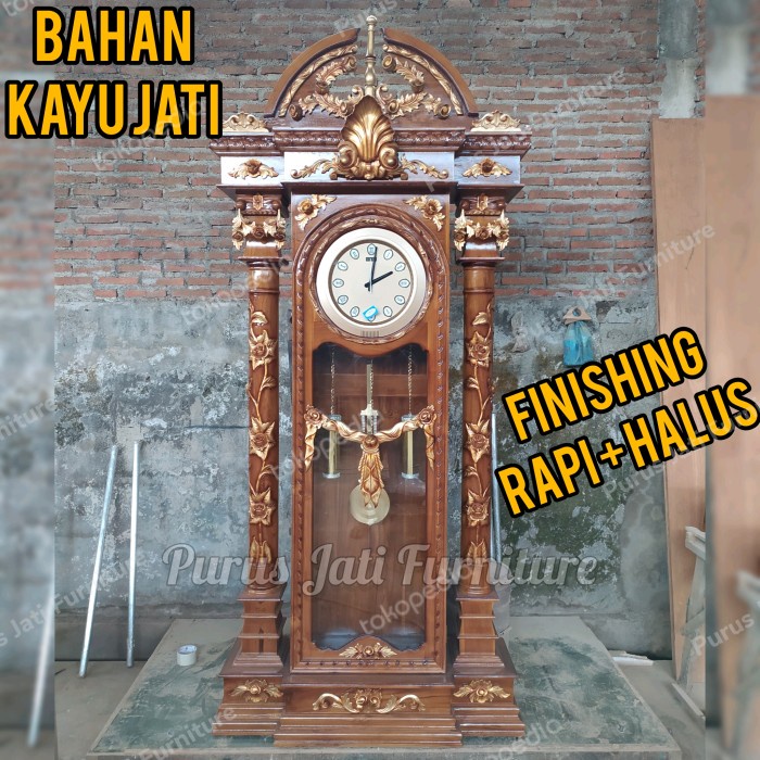 PJ1 Lemari Jam Hias Ukir Mewah Pajangan Untuk Masjid / Ruang Tamu