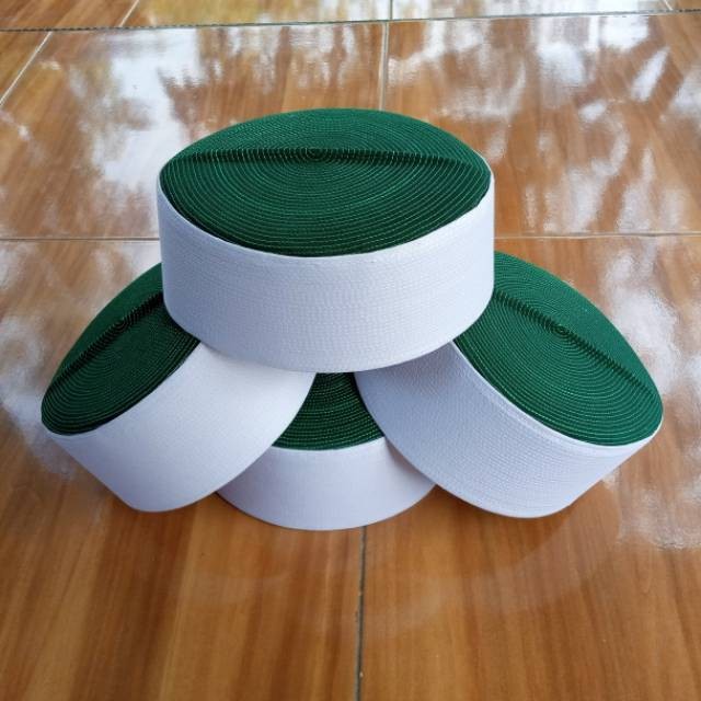 songkok haji peci putih KALBUT Tinggi 8 cm Kopiah putih hijau