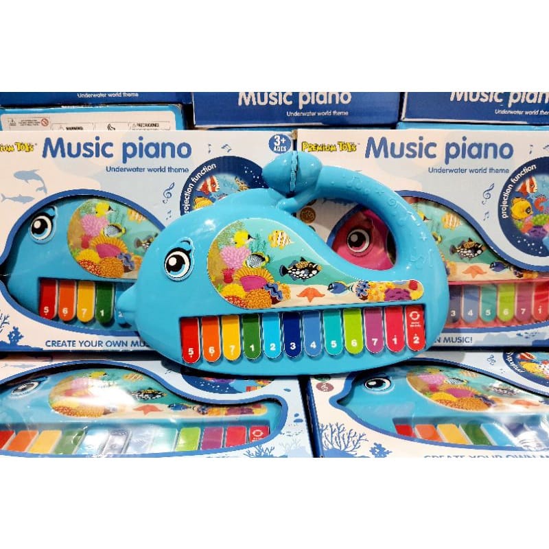 Mainan Piano Musik Mainan Bayi Music Piano Proyektor Musik Ikan Piano Baterai