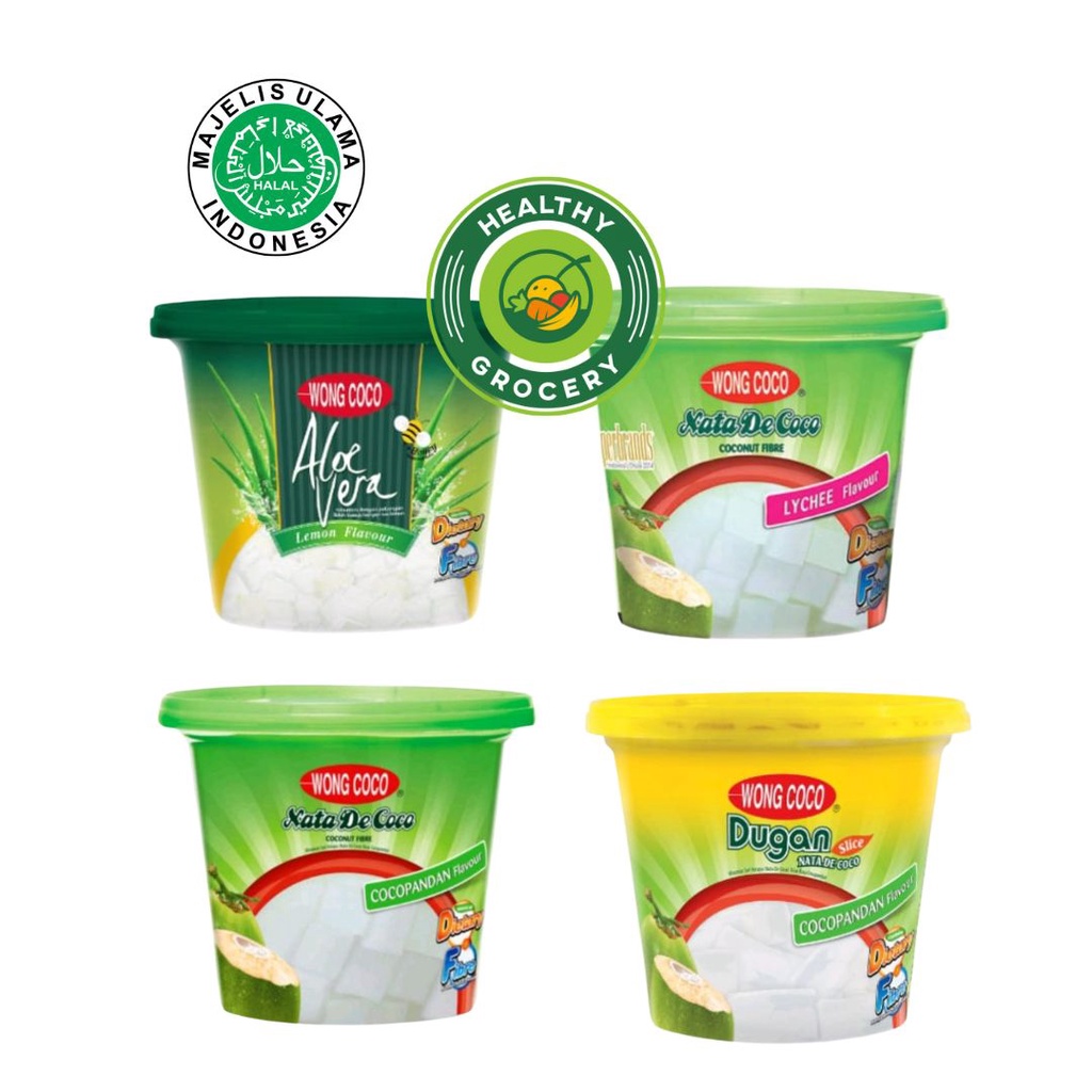 Wong Coco Nata De Coco Cubes Cocopandan 1 kg / Dugan / Lychee Flavour / Aloe Vera Lemon Flavour