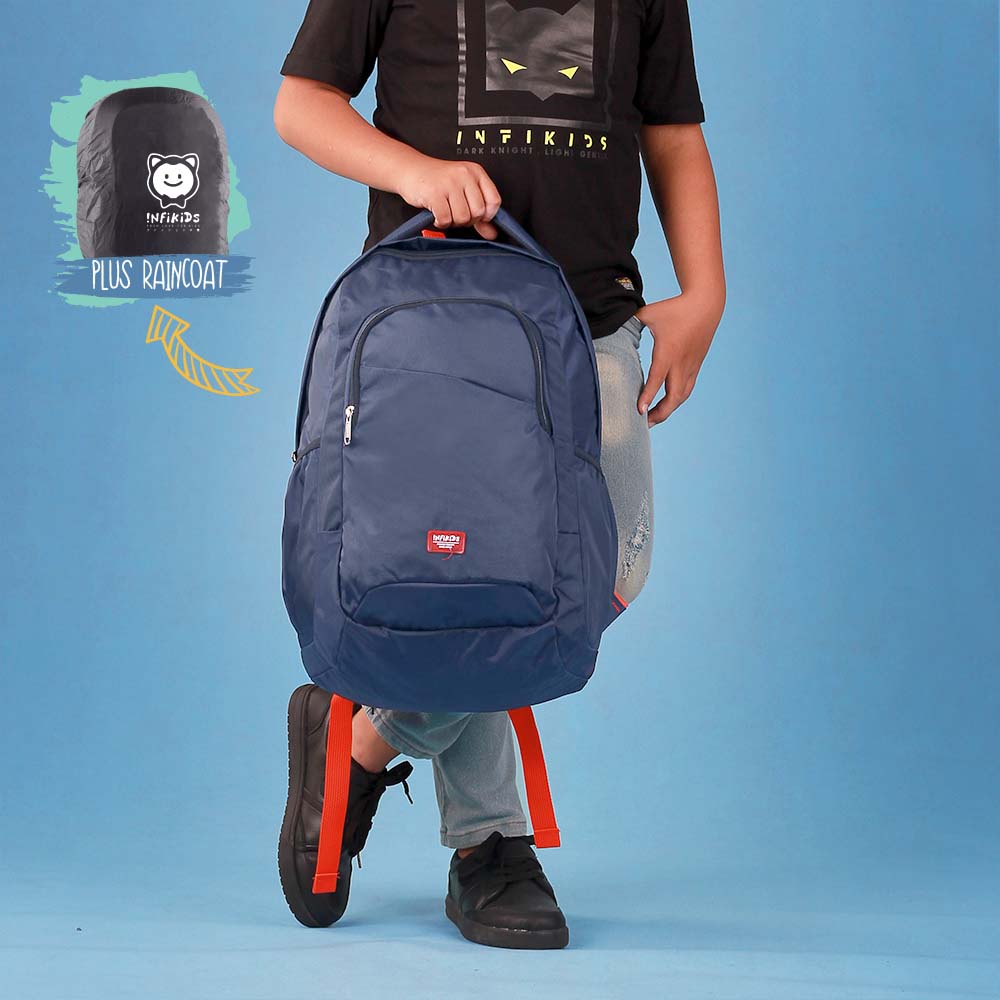 Tas Ransel Anak Infikids Original Backpack Premium Warna Navy Bahan Cordura