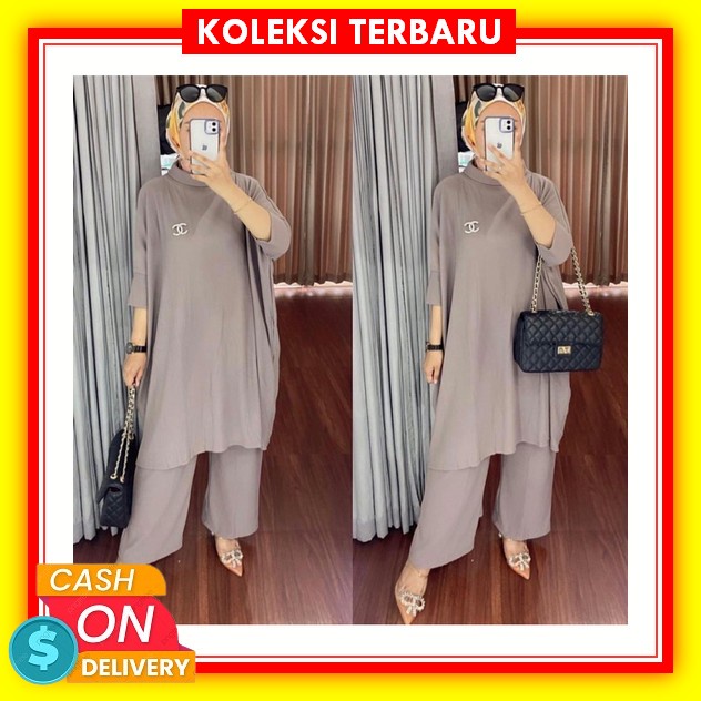 Setelan Wanita Terbaru 3In1 ( Dapat Baju+Outer+Celana ) Baju Ootd Wanita Hijab Ootd Wanita Set Kekin