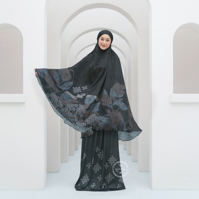 MUKENA TRAVEL PRINTING MIRAYA ROYALE BLACK