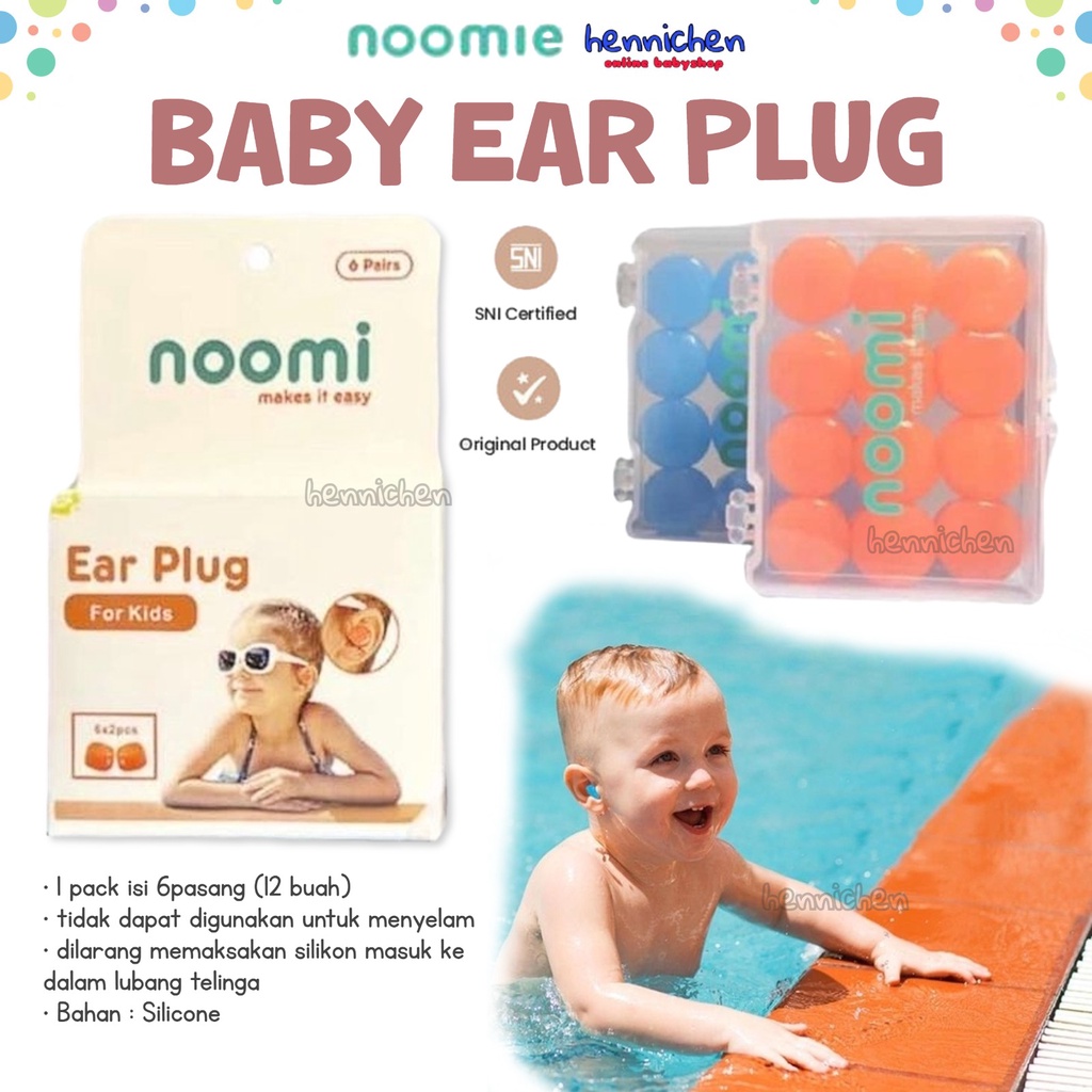 NOOMI BABY EAR PLUG KIDS PENUTUP TELINGA BAYI ANAK WATERPROOF PELINDUNG TELINGA ANAK ISI 6 PCS