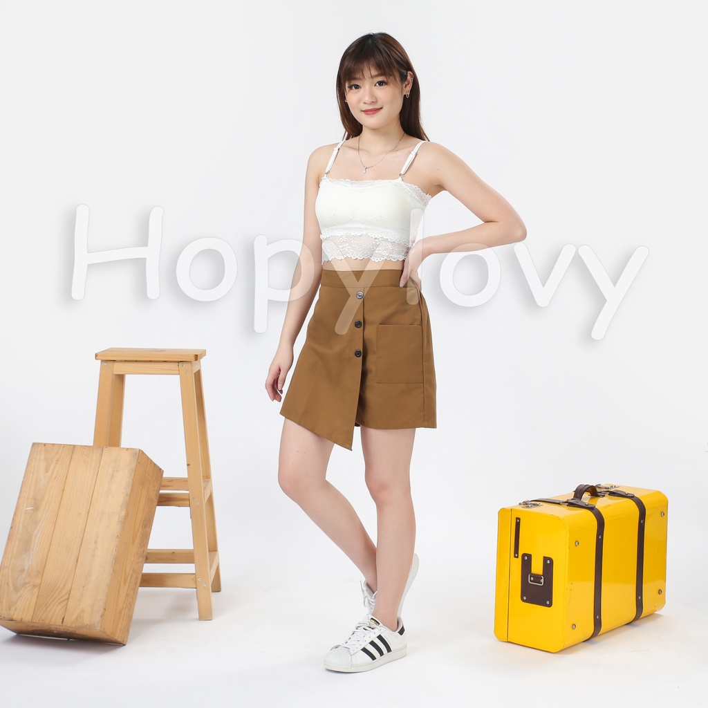 HOPYLOVY Skort Rok Celana / Mini Skirt Rok Pendek Wanita HP Bahan Katun Milana