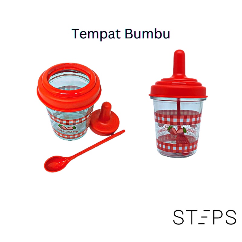 HONEY JAR DAN TEMPAT BUMBU KACA/ TEMPAT BUMBU DAN TEMPAT MADU LENGKAP DENGAN SENDOK/ ALAT DAPUR