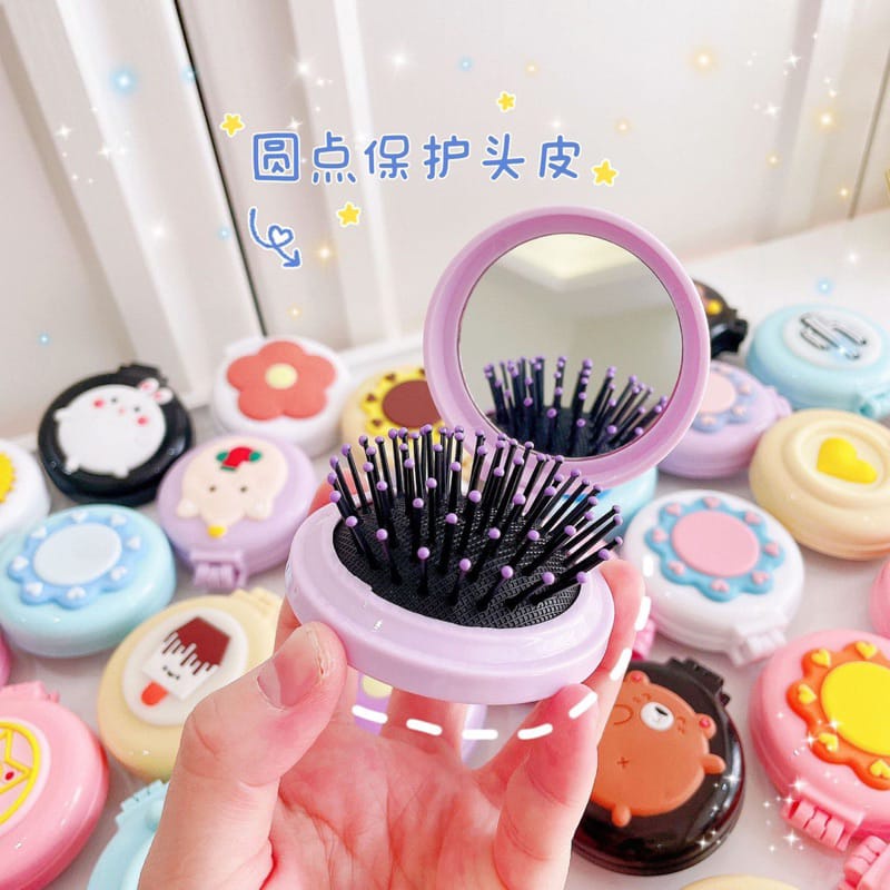 [ BISA PILIH ] CERMIN SISIR LIPAT MOTIF LUCU GEMOY ABIS KACA SISIR LIPAT