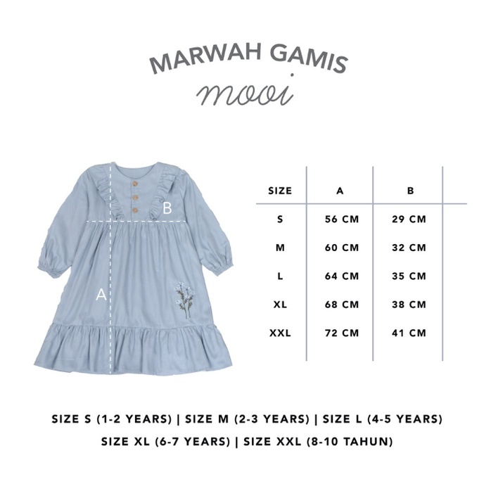 Mooi Havva Dress 1-10 Tahun Dress Raya / Marwah Gamis Ruffle Lebaran Anak Perempuan Seri Raya Keluarga Pakaian Muslim CBKS