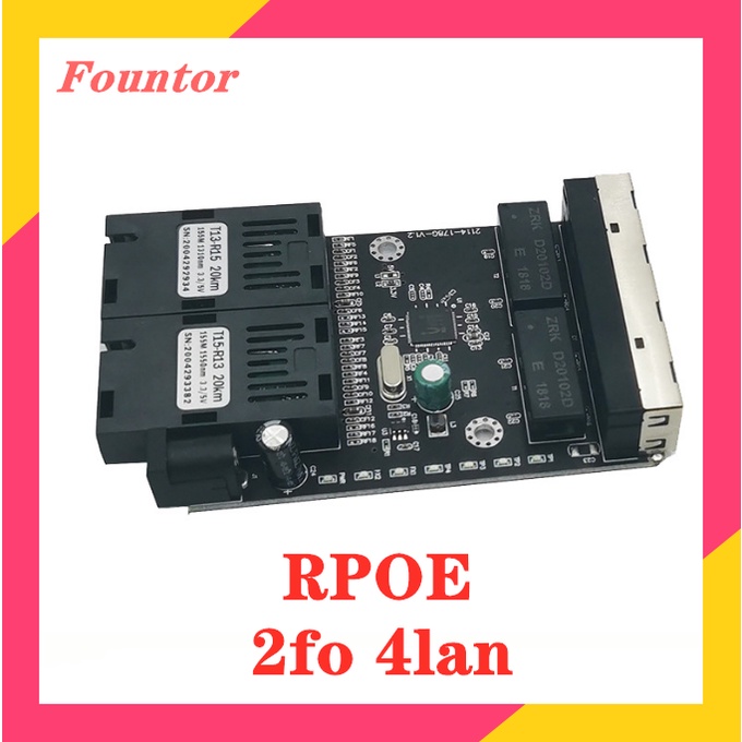 10/100M Rpoe 2SC 4RJ45 Optical PCBA Media Converter Board 2Port FO 4 Port LAN 2FO 4LAN Media Converter