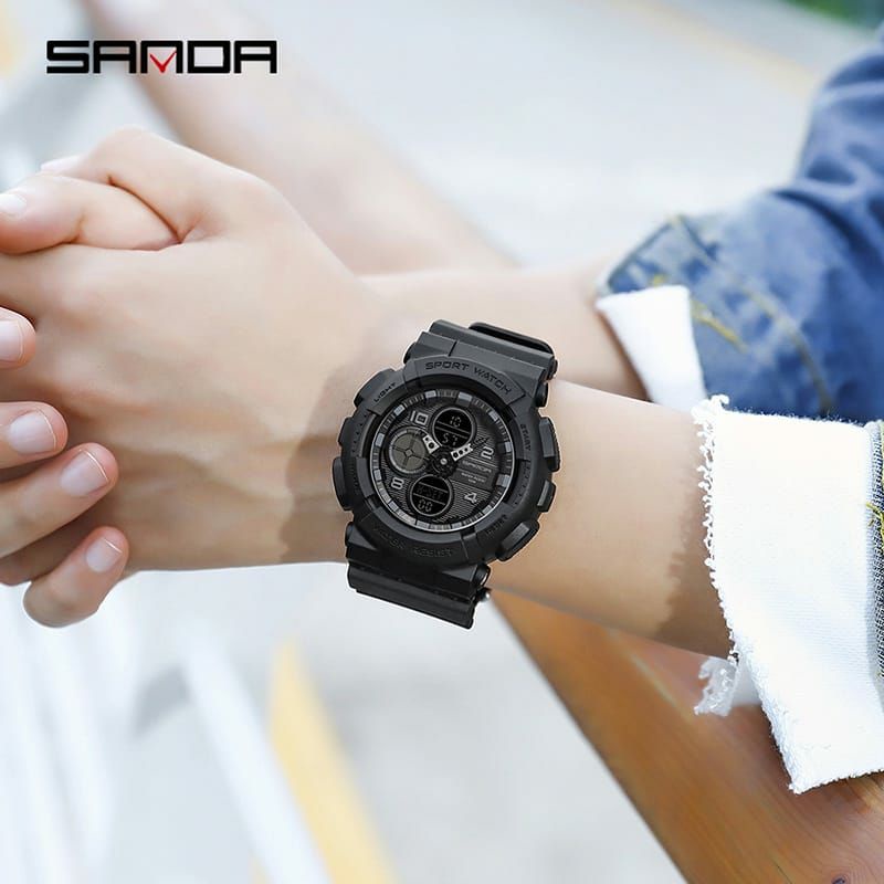 Jam Tangan SANDA 6027 Jam Tangan Pria Digital Analog Tali Rubber Shockproof Anti Air