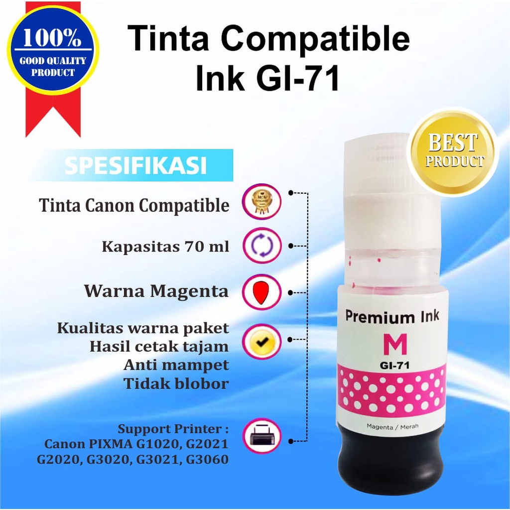 1 Set 4 Pcs Tinta Canon GI71 GI 71 For Printer G1020 G2020 G2021 G2060