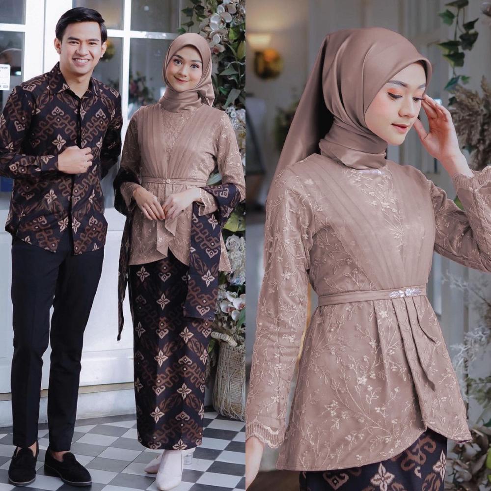 Ready Stok WOU BATIK STYLE - Kebaya Couple Brokat Modern Aufa Kebaya Wisuda Kondangan Baju Pesta Mur