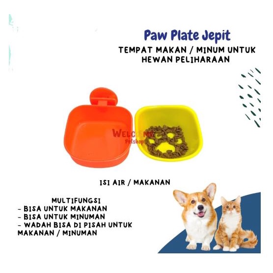 Bowl Single Gantung Petak Tempat Makan Minum Hewan Kucing Anjing Jepit