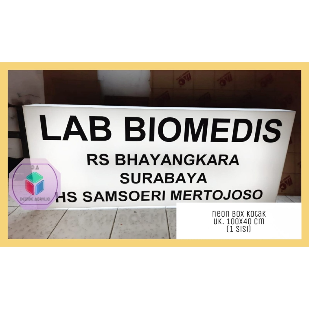 Decide Acrylic Akrilik Led Neon Box Laboratorium Rumah Sakit Praktek Dokter 100x40 1 Sisi