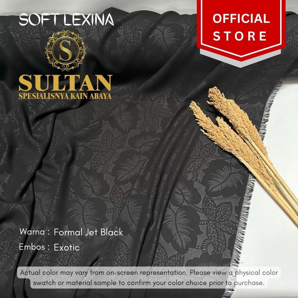 50CM EMBOS EXOTIC KAIN SOFT LEXINA FORMAL BLACK/ HITAM PEKAT KAIN ABAYA SULTAN (BAHAN FORMAL JETBLAC
