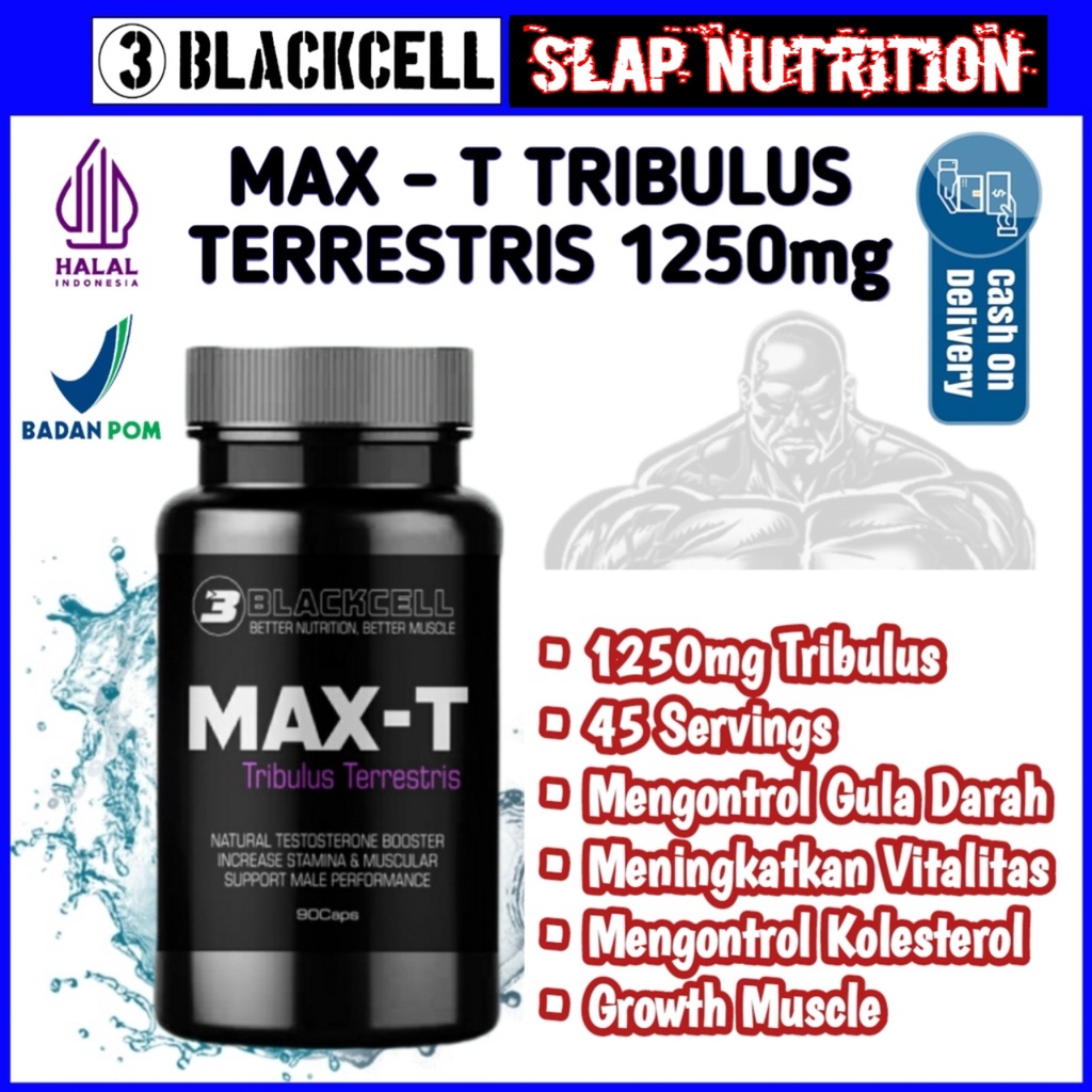 BLACKCELL MAX-T TRIBULUS TERRESTRIS 1250MG 90 KAPSUL HALAL BPOM SUPLEMEN GYM FITNESS