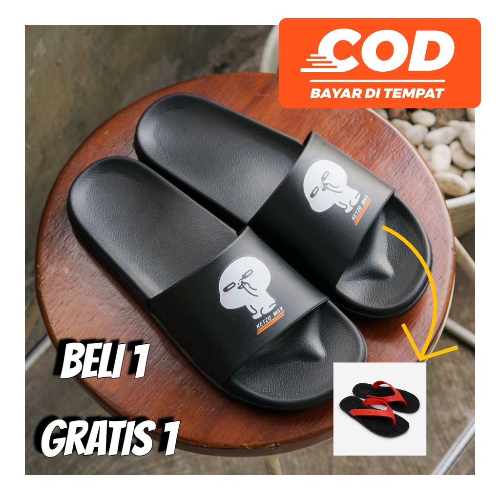 BELI 1 GRATIS 1 Sandal selop karet Sandal japit karet KETZO MAX Design Simple