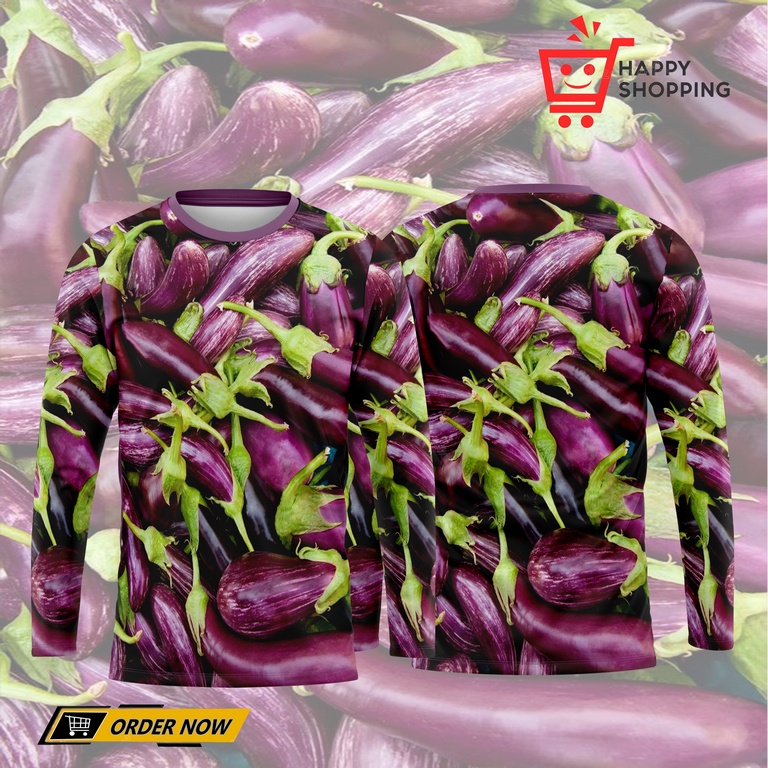 Baju Kaos Tshirt Terong Ungu Fullprint Kaos Unik Sayuran