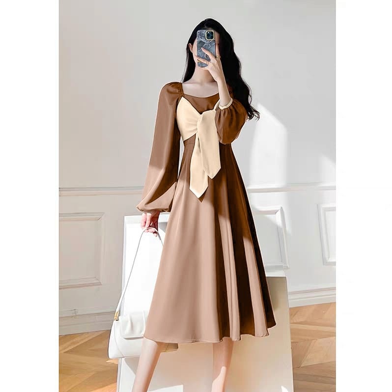 [MCFK] Dress Ribbon / Dress Wanita Terbaru / Dress Cantik Wanita Dewasa / Pakaian Wanita Modern / Dress Lebaran / Outfit Recomend Kondangan Terbaru